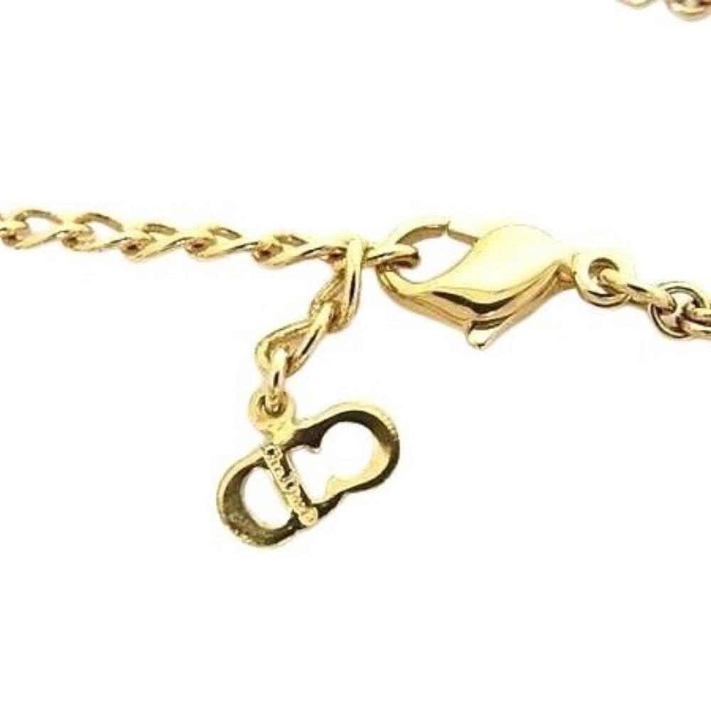 Christian Dior Necklace CD Logo Gold Metal Rhinestone - Picture 2 of 3